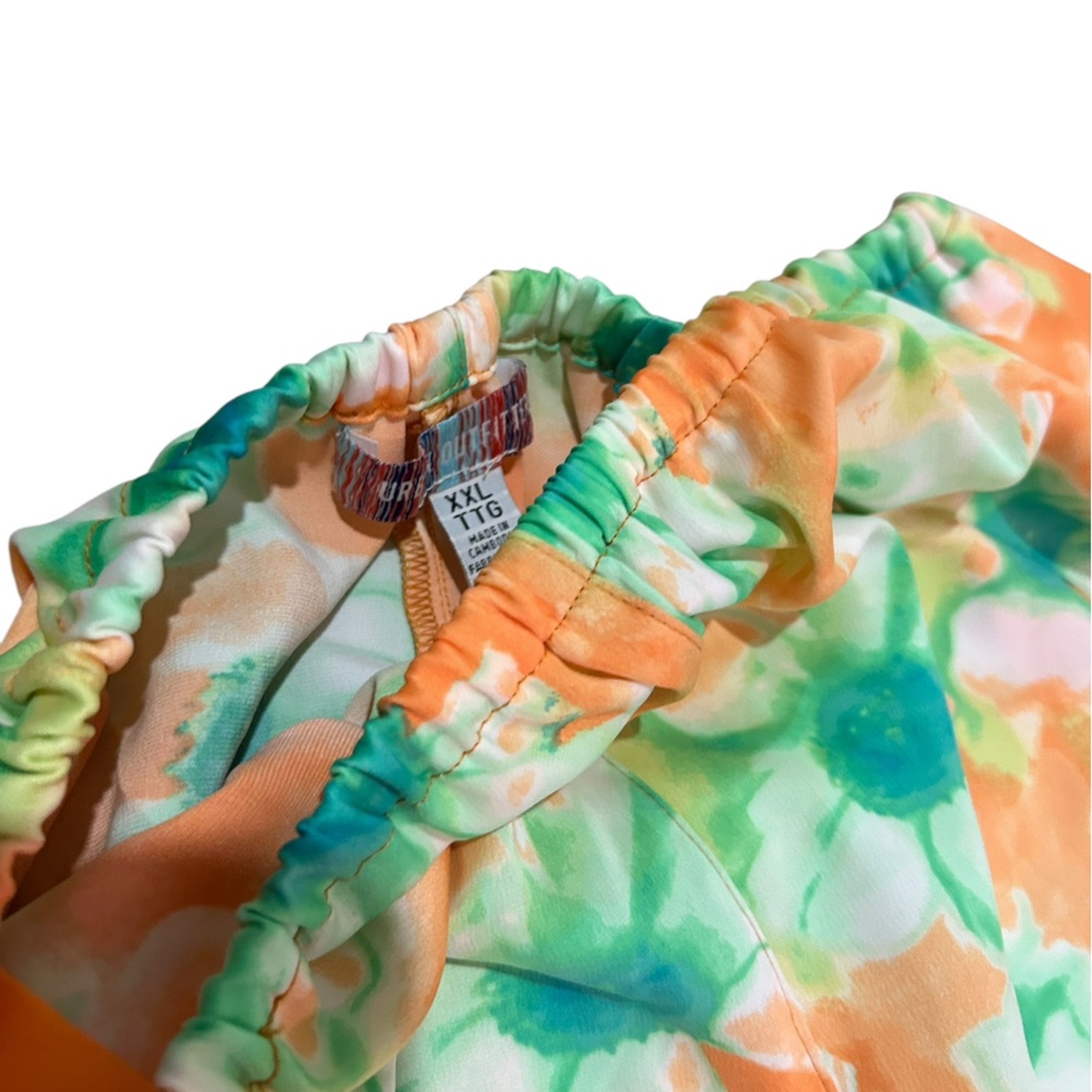 Urban Outfitters dopamine Jenna floral satin wide leg pull-on pants orange green - Picture 5 of 5